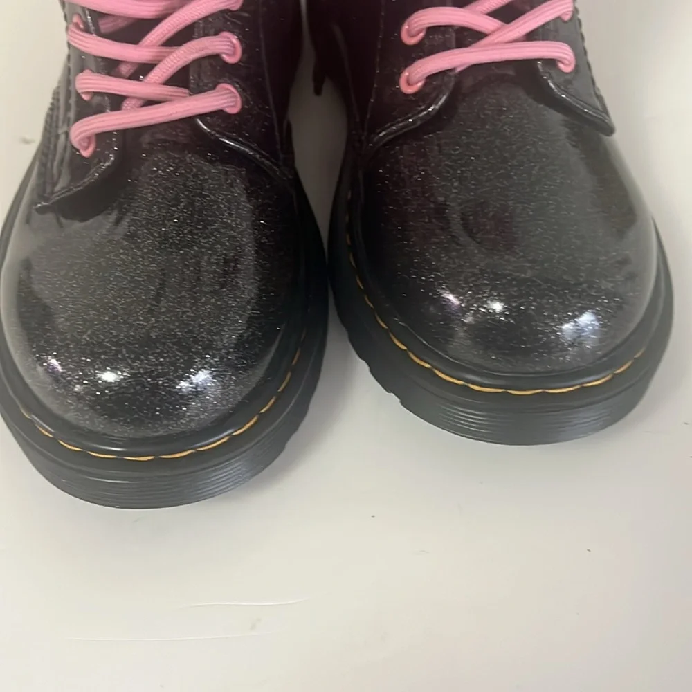 DR. MARTENS 1460 KIDS GLITTER & FLOWER APPLIQUÉ LACE‎ UP BOOTS SIZE US2